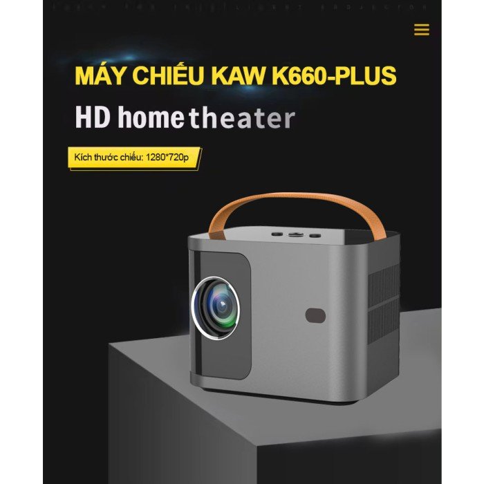 Máy chiếu Mini K660 Plus, Chính hãng KAW, Độ sáng độ nét cao, Full HD